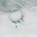 Detail von Silberarmband mit rosa Perlen, Herzanhänger und niedlichem Bären-Anhänger - 5. pink bear