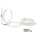 Unisex 925 sterling silver hoop earrings with diamond inlay in sleek silver finish - E01650-7 / Silver / White Zirconia