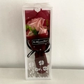 Pink soap rose bouquet in burgundy wrap with black ribbon in a clear heart gift box - Light Pink With Box