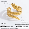 Golden stainless steel snake ring with realistic scale texture and wrap-around design - One Size / Gold Snake Style (JZ21326)