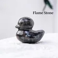 Polished Flame Stone duck figurine carving made of natural gray speckled crystal - Flame Stone