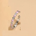 Anello occhio del diavolo argento con motivi in smalto rosa e accenti di zircone - Aperto Regolabile / Argento-Rosa