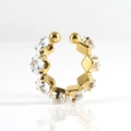Adjustable 18K gold plated stainless steel ear cuff set with clear square zircons - 511 White Zirconia