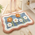 Tappetino bagno floreale assorbente blu e arancione con trama a fiori trapuntata 3D - 50*80cm / Fiore di brezza