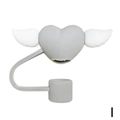 Gray heart with white wings silicone straw cover for 10mm cups and tumblers - Gray