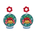 Detailed close-up of acrylic Christmas earrings with glitter bells and holly patterns - No.9 - Christmas Bell