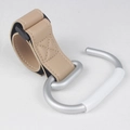 Universal stroller hook in khaki leather and silver aluminum alloy for bags - Lotus Root (1 Pack)