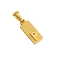 Golden rectangular sand-blasted pendant with embossed letter P in premium titanium steel - P-Single Pendant
