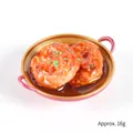 Miniatur Fleischbällchen im rosa-goldenen Topf für Puppenhaus, Gewicht ca. 16g - Durchmesser 5.5cm / Fleischpastetchen