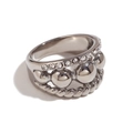 Dreilagiger Strass Perlen Gedrehter Ring-Silber-US 6