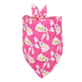 Close-up of pink Easter dog bandana with cartoon rabbit and egg patterns - M / Pink Base Bunnies