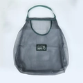 Sacco a rete grigio con manici verdi per conservare zenzero e aglio a parete in casa - Strato singolo grande (40*50cm) / Verde Grigastro