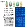 Vue macro de la plaque de stamping OMJ-07 avec motifs d'été et résultat de nail art - Style Dessert Pastèque (OMJ-07)