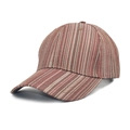 Dettaglio del cappello da baseball vintage in cotone a righe con trama intrecciata - Regolabile (56-60cm) / Marrone