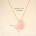 Detail showing pink crescent moon pendant size 1.9x1.6cm with 41+5cm gold chain - Rose Quartz Moon