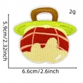 Cartoon red apple embroidery patch with yellow waves and green leaves, 6.6cm x 5.9cm - Size 11