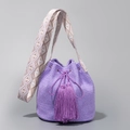 Secchiello viola intrecciato a mano con nappe e tracolla bohémien geometrica - 22*22*17CM / Viola (ES240018-4)
