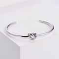 Bracciale rigido aperto in acciaio inossidabile argento lucido con nodo semplice - Color Acciaio