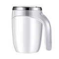 Portable white electric self-stirring coffee mug with USB charging and silver handle - Classic Charging Style / White