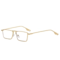 Minimalist square golden metal frame sunglasses with sleek temples and hollow tip design - Gold Frame Clear Lens C8