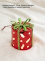 Christmas LED Light Up Gift Box Ornament Red Cylinder Decor Green Ribbon 12cm - Red Cylindrical Style