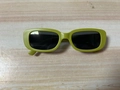 Retro rectangle sunglasses with avocado green frame and dark grey lenses for a trendy look - Green Frame Grey Lens
