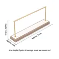 Long gold earring display stand with beige base holding 7 pairs of jewelry - Single-Layer Earring Holder (White/Champagne)