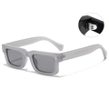 Retro-Rechteck-Sonnenbrille mit lichtgrauem Rahmen und dunkelgrauen Gläsern - Brei Grau Rahmen Grau Gläser