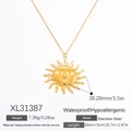 Halskette mit Sonnenanhänger aus 18k vergoldetem Edelstahl, wasserdicht für Damen - Sonnengesicht-Anhänger (XL31387) / 18K Vergoldet