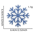 Macro view of blue and white snowflake embroidery patch with size details of 6.4cm - Blue Christmas Patch 17# (Snowflake)
