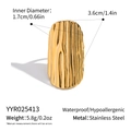 Detail showing wide hammered texture on 18K gold stainless steel ring with dimensions - Gold Wave Texture (YYR025413)