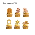 Cowboy theme cake toppers set with boots and sheriff badge for party decoration - Small Cake Toppers (24 PCS)