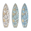 3D hollow tropical hibiscus wooden surfboard wall plaques in blue and white, set of three - 3-Piece Set (White/Light Blue/Medium Blue) (Y24Y50726_Q)