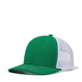 Classic green and white trucker hat with curved brim and breathable mesh back - Adjustable / Kelly Green + White Mesh