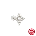 Silver S925 sterling silver cross shape cartilage stud earring with cubic zirconia - Single Platinum #5 (Cross)