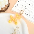 Porte-clés chien ballon jaune iridescent avec un fermoir mousqueton doré chic - Jaune Irisé