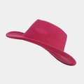 Classic rose red wool felt fedora hat with wide brim and top indentation for unisex style - M / Rose Red