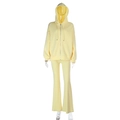 Women's two-piece tracksuit in pale yellow featuring zip-up hoodie and flared sweatpants - S / Yellow