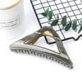 Minimalist triangle hair claw clip in sage green finish with golden spring for women - Gray