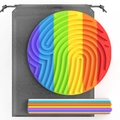 Rainbow sensory activity board with silicone maze and colorful pegs in a mesh storage bag - Round--Rainbow