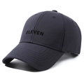 Berretto da baseball grigio scuro con stampa ELEVEN nera e visiera curva in tela di cotone - Blu navy