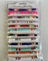 Set of 12 colorful clay bead friendship bracelets with golden spacers on card - Card Packaged Set