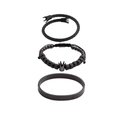 Set de 3 pulseras negras de acero inoxidable para hombre con coronas y diseño trenzado - Set de 3 piezas / Negro Pistola Juego de 3 Piezas A