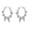 Orecchini a triangolo in argento con pietre di zircone in un design minimalista - Oro Bianco