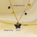 Collana con pendente a stella blu scuro con catena dorata e perle da donna - Lapislazzuli