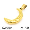Golden titanium steel crescent moon pendant with irregular texture 20x12mm 1.6g - Gold Hammered Crescent Moon (KP119977-Z)