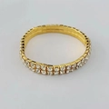 Bracelet élastique doré à double rangée de cristaux avec des strass brillants - 3022 Double Or