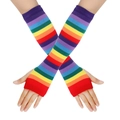 Guanti lunghi a maglia a righe arcobaleno per feste ed eventi celebrativi colorati - Arcobaleno Viola Motivo 2