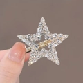 Detailed view showing the small size of a gold star hair claw clip with crystals - 1# Shiny Star Hair Claw (Approx. 4.8CM)