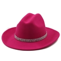 Dettaglio di cappello da cowboy in feltro rosa con fascia larga glitterata argento - M (56-58cm) / Rosa Rosso